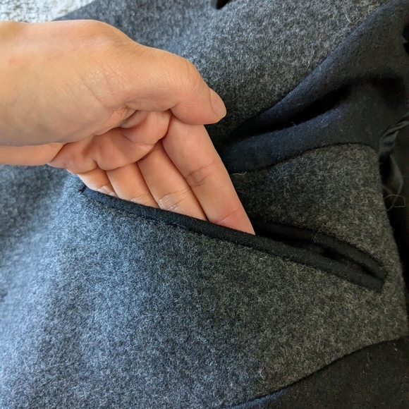 AllSaints Coat Gray Wool Asymmetric Button Fuse Coat Peacoat Winter Jacket 6 - Picture 5 of 8